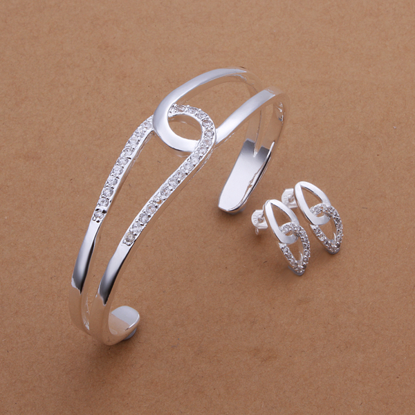 High grade 925 sterling silver Cross-O-Set jewelry sets DFMSS402 Factory direct sale wedding 925 silver earring ring
