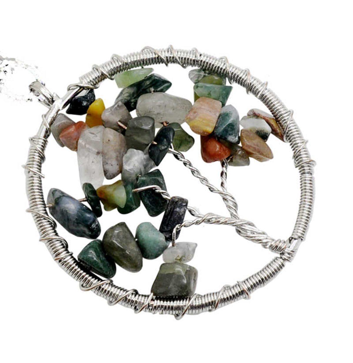 2018 Natural stone Gravel Round Shape gemstone jewelry chip stone beads semi precious stone crystal Keychain pendents necklace for women