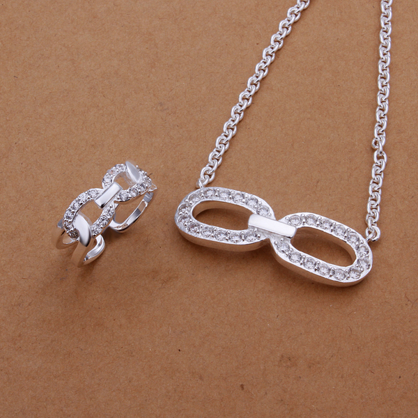 High grade 925 sterling silver Cross-O-Set jewelry sets DFMSS402 Factory direct sale wedding 925 silver earring ring