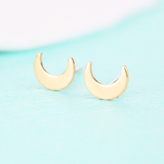 30Pair Gold Silver Cute Crescent Moon Stud Earrings Simple Tiny Half Moon Earrings Jewelry for Women