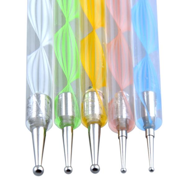 2-way Dotting Pen Marbleizing Tool Nail Polish Paint Manicure Dot Nail Art Set 5 pcs/lset 100sets/lot Fedex DHL free