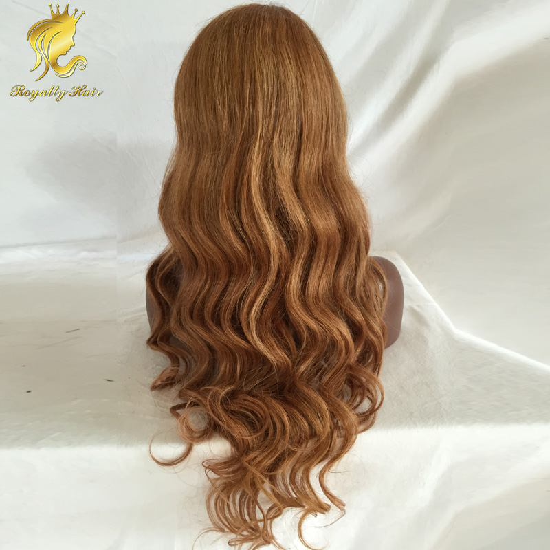 Hot sale #27 glueless full lace wig human hair 130 density honey blonde front lace wig for fashion women No shedding Tangle free