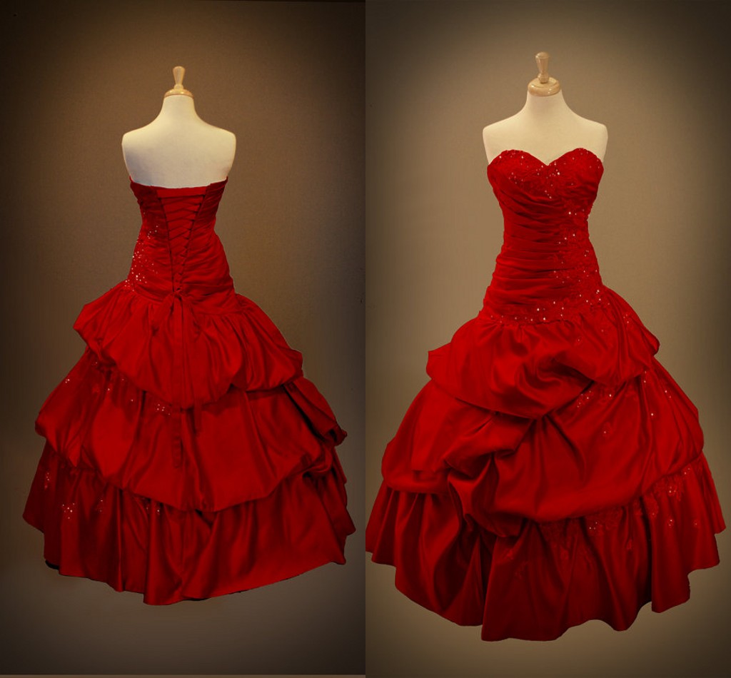 Vintage Red Wedding Dresses Ball Gowns Sweeheart Ruffles Back Corset Applique Lac Gothic Bridal Dresses Vestidos de Novia, Gold
Vintage Red Wedding Dresses Ball Gowns Sweeheart Ruffles Back Corset Applique Lac Gothic Bridal Dresses Vestidos de Novia, Gold