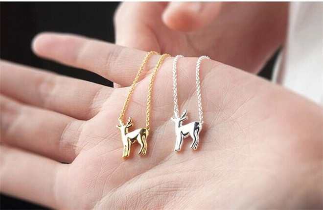 10PCS Gold Silver Simple Antler Deer Necklace Reindeer Horn Stag Necklaces Cute Bambi Necklace Woodland Fawn Necklaces