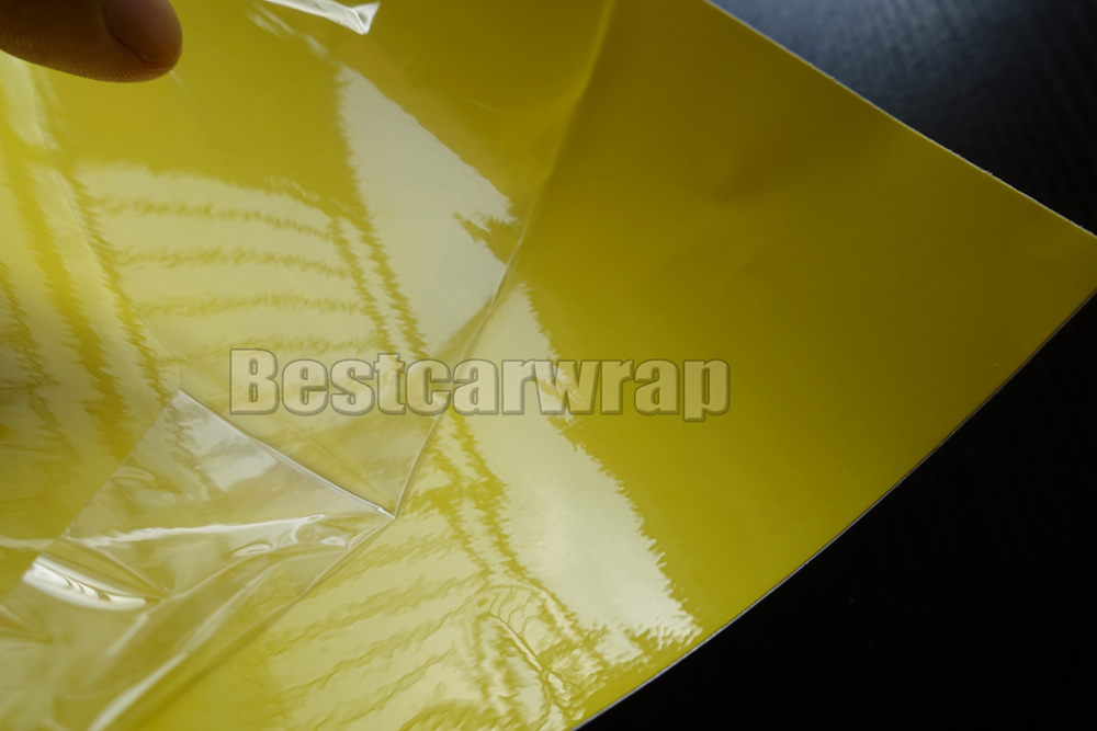 Ultra Shiny Glossy Lemon Yellow Vinyl wrap 3 Layers High Gloss Car Wrap Film with air Free Like 3m 1080 FOIL Size:1.52*20M/Roll