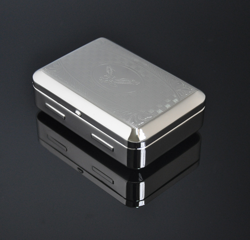 BOX-012 Silver metal portable Refillable cigarette tobacco case box, rolling machine paper herb grinder shisha hookah bong supplier
BOX-012 Silver metal portable Refillable cigarette tobacco case box, rolling machine paper herb grinder shisha hookah bong supplier