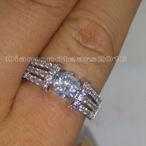 Free shipping High quality Luxury Size 5-10 jewelry 10kt white gold Filled white Topaz Cut Gem Women Engagement Wedding Ring gift with box