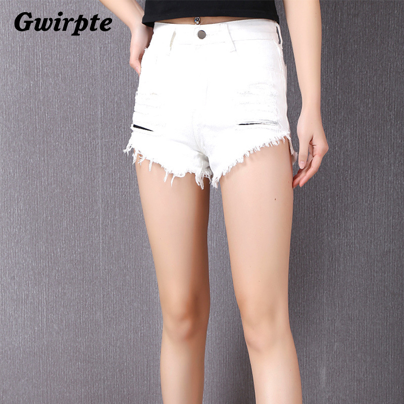 Wholesale- Gwirpte sexy female newborn summer short feminino restore ancient ways of tall waist jean shorts loose cultivate one's morality