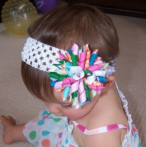 Baby Christening waffle Crochet headband corker bows flowers Hair clip barrettes girl korker hair bands Woven headbands 50pcs PD011