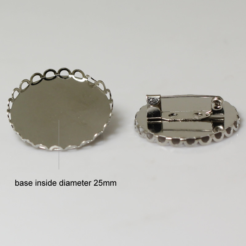 Beadsnice brass brooch with 25 mm round cabochon setting brooch base for jewelry making ID 11789