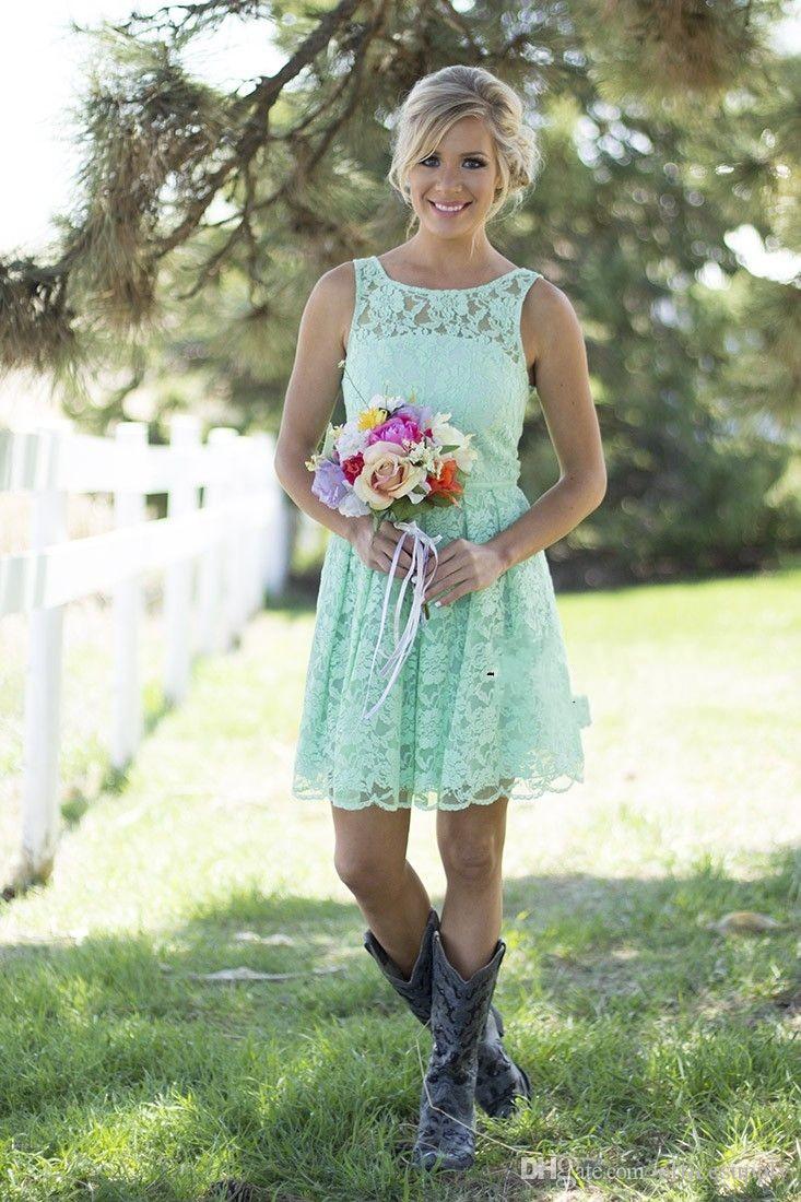 2020 Country Style Short Lace Bridesmaid Dresses Mixed Style Formal Dress For Junior And Adult Bridesmaid Knee-length Wedding Party Dresses