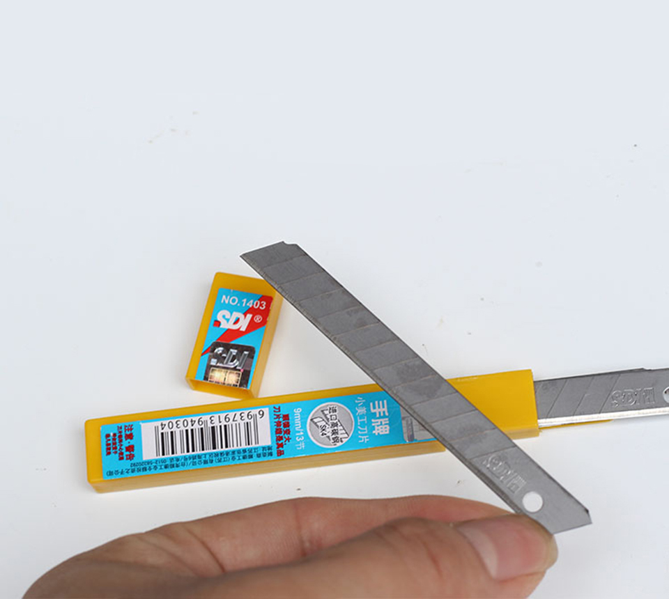 Heavy-Duty 9mm Craft Blades, 60° Angle | SDI 1403 Stainless Steel Rust-Resistant Replacement Blades for Utility Knives, 10-Pack