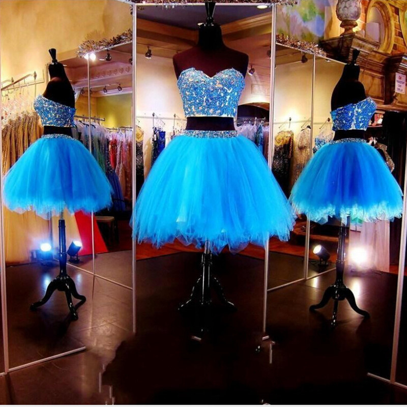 2015 New Lovely Short Two Pieces Blue Homecoming Dresses Sweetheart Beads Crystal Graduation Dresse Tulle Mini Prom Formal Gown WD178, Champagne
2015 New Lovely Short Two Pieces Blue Homecoming Dresses Sweetheart Beads Crystal Graduation Dresse Tulle Mini Prom Formal Gown WD178, Champagne