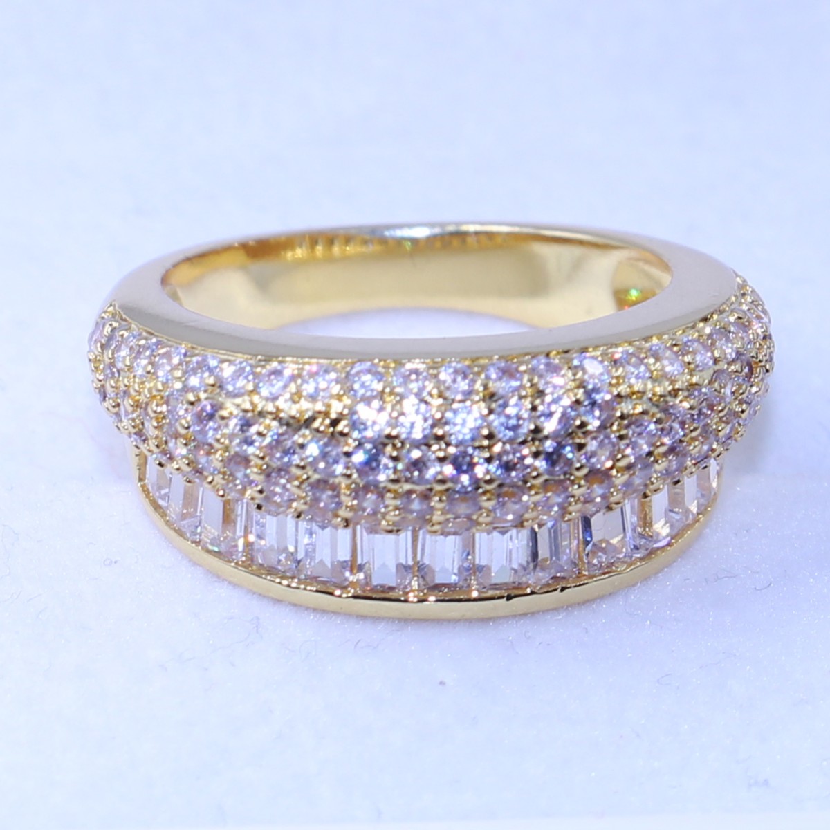 Princess Cut White Sapphire 10KT Gold Filled Ladies Wedding Band Ring