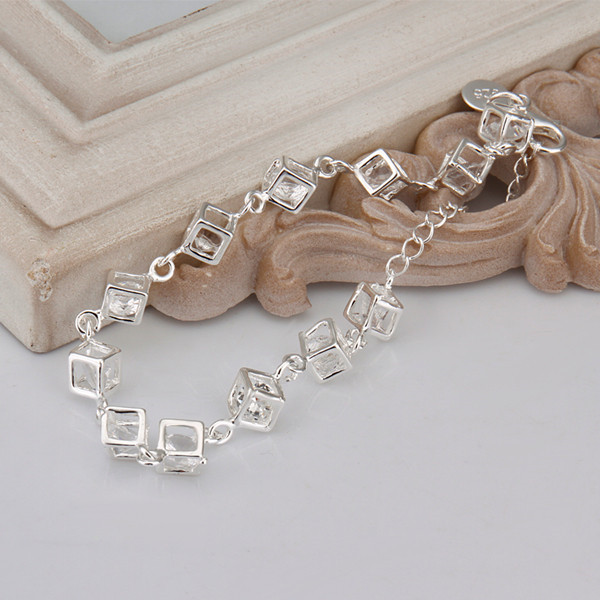 Hot sale 925 silver Whitehead checkered Bracelet DFMCH241, Brand new fashion sterling silver plate Chain link gemstone bracelets high grade
