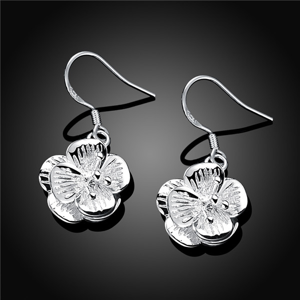 Brand new sterling silver Flower Earrings DFMSE681,women's 925 silver Dangle Chandelier earrings 10 pair a lot factory direct sale can mix
