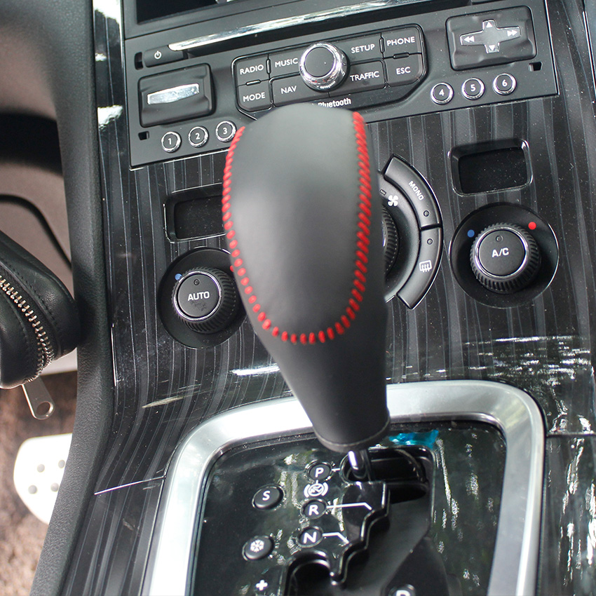 Case for Peugeot 3008 automatic gear cover DIY interior decoration car styling genuine leather car gear shift collars