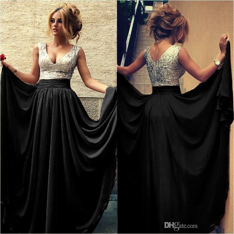 Sexy Sier Sequined V Neck Evening Sweep Train Prom Dresses Red Champagne Party Long Formal Pageant Gowns Plus Size Custom Made 0510