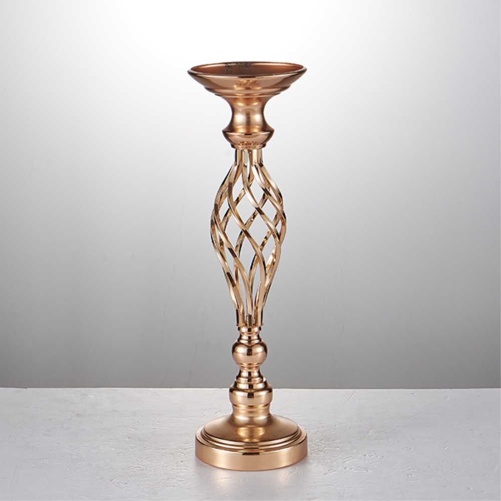 Creative Hollow Gold Metal Candle Holders Wedding Road Lead Table Flower Rack Home And Hotel Vases Decoration 1 Lot = 10 PCS