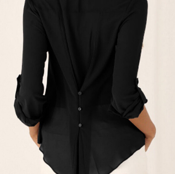 Women Plus Size Tops Elegant V-neck Casual Fashion Blouses Long Sleeved Chiffon Autumn Spring Summer Tees AAA Discount for in-store purchases