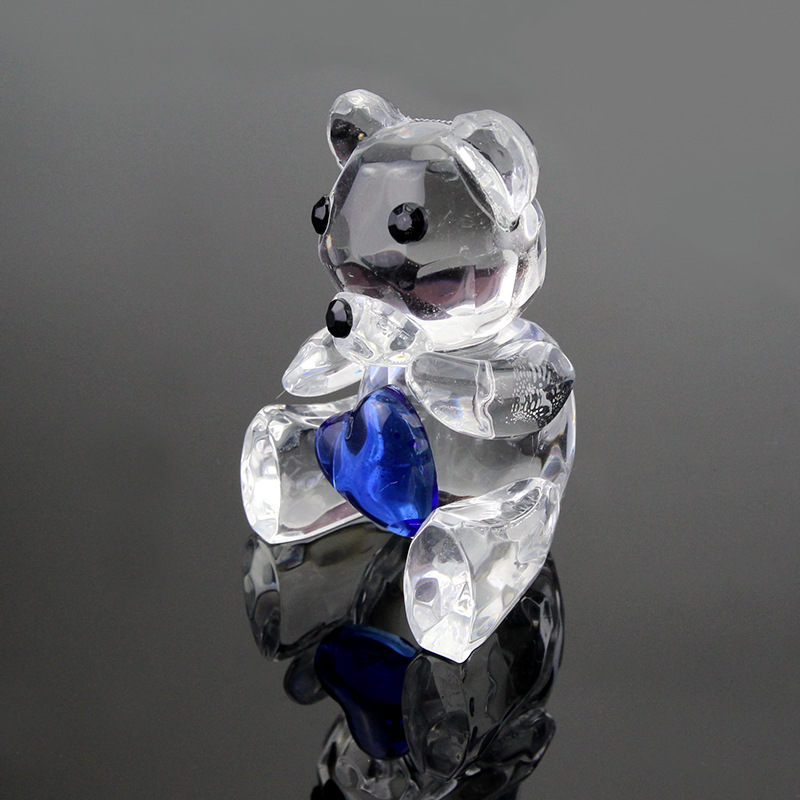 FREE SHIPPING Baby Shower Favors Choice Crystal Collection Teddy Bear Figurines -Blue Crystal For Boy+30pcs/lot