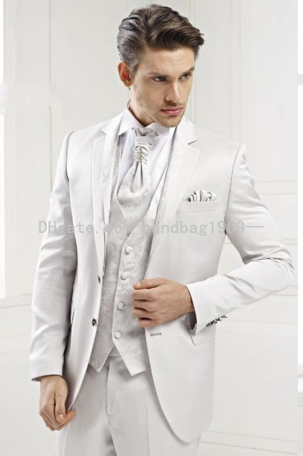 Custom Design Two Buttons White Groom Tuxedos Notch Lapel Best Man Groomsmen Mens Wedding Suits (Jacket+Pants+Vest+Tie) AA519, Same as image
Custom Design Two Buttons White Groom Tuxedos Notch Lapel Best Man Groomsmen Mens Wedding Suits (Jacket+Pants+Vest+Tie) AA519, Same as image