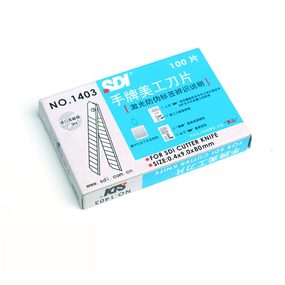 Heavy-Duty 9mm Craft Blades, 60° Angle | SDI 1403 Stainless Steel Rust-Resistant Replacement Blades for Utility Knives, 10-Pack