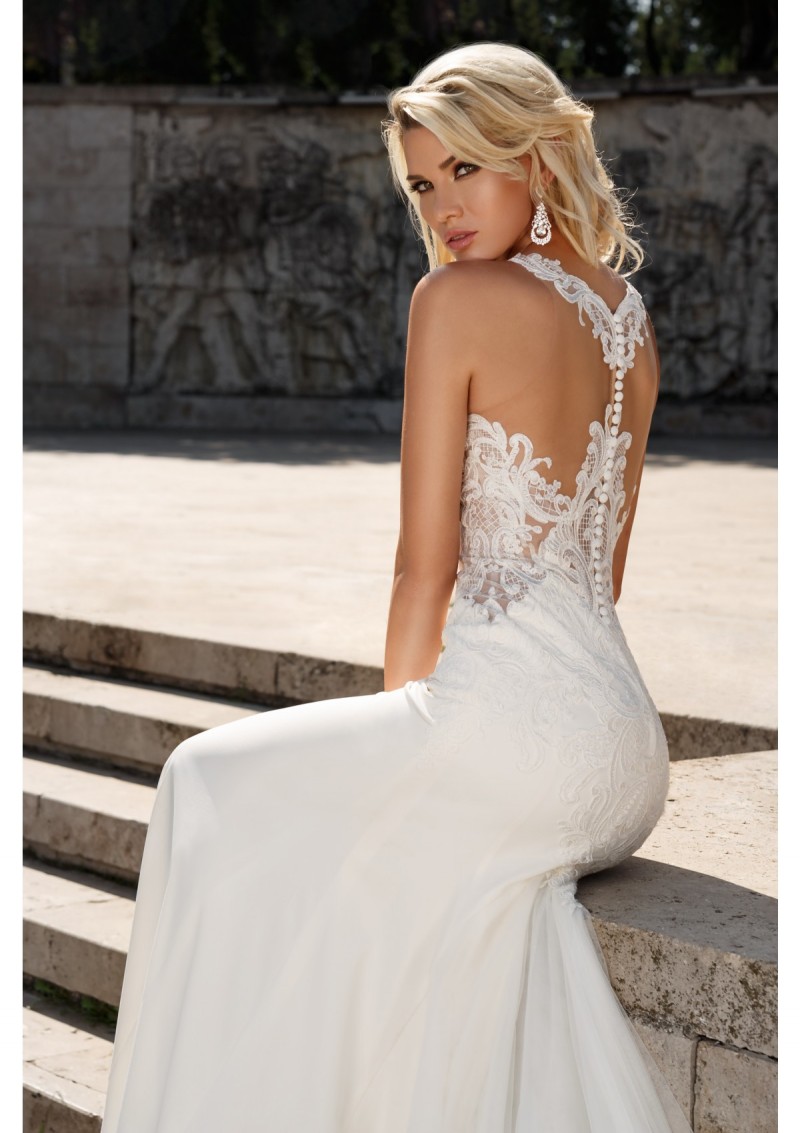 Vintage Bien Savvy Mermaid Dress Sleeveless Lace Applique Bridal Gowns Illusion Court Train Wedding Dresses Vestidos Custom Made