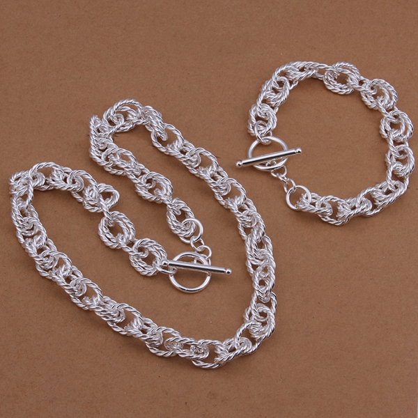 High grade 925 sterling silver Single twisted piece bracelet necklace wave TO jewelry sets DFMSS421 Factory direct sale wedding 925 silver