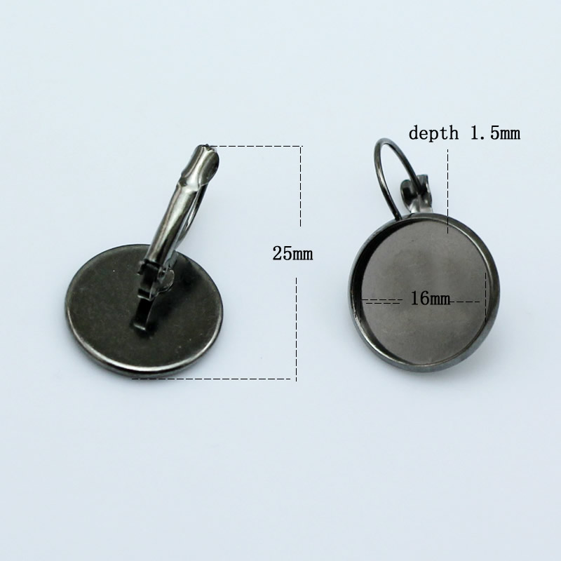 Beadsnice earring base brass leverback earrings with 16mm round cabochon setting brass palted earring blanks wholesale ID 5907