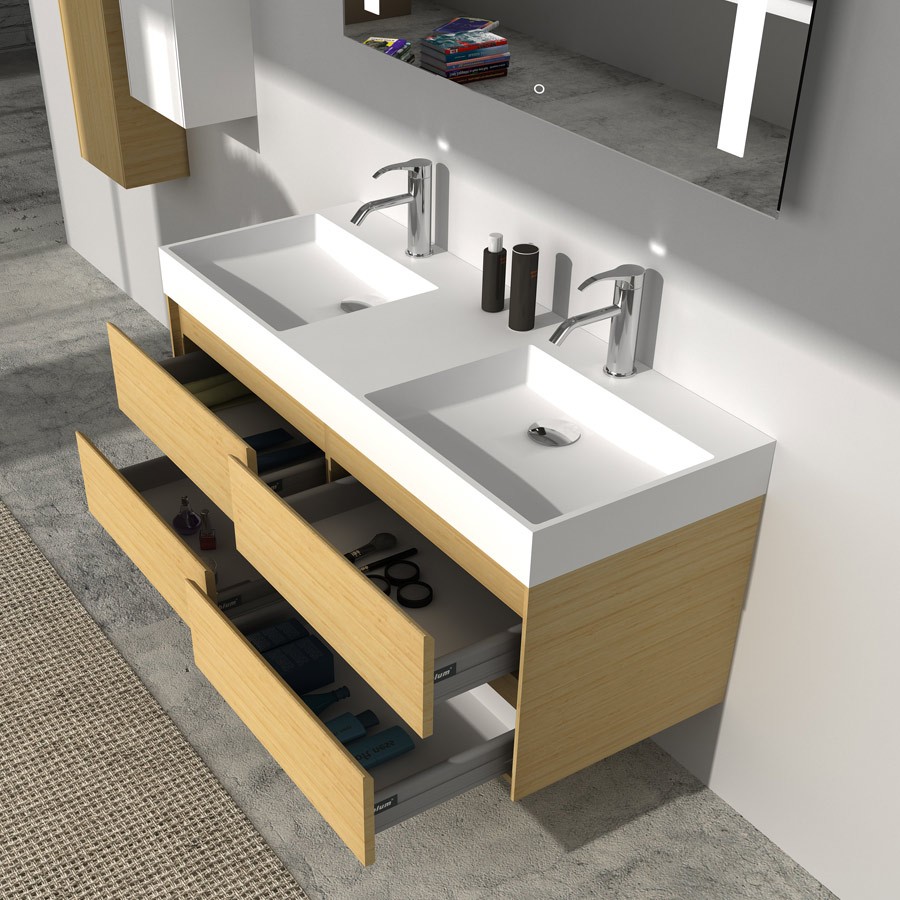 1200mm Bathroom Furniture Free Standing vanity Stone Solid Surface Blum Drawer Cloakroom Wall Hung Cabinet Storage 2228