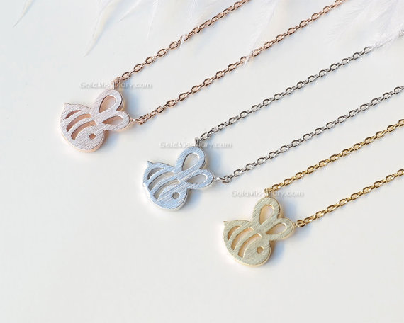10PCS Tiny Honey Bee Necklace Honeybee Bumble Bee Necklace Queen Bee Cute Insect Necklaces Bumblebee Beehive Necklaces