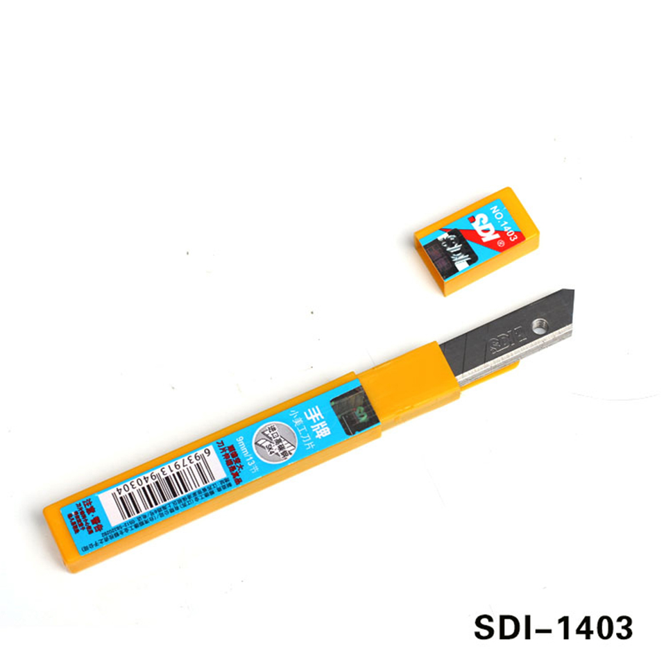 Heavy-Duty 9mm Craft Blades, 60° Angle | SDI 1403 Stainless Steel Rust-Resistant Replacement Blades for Utility Knives, 10-Pack