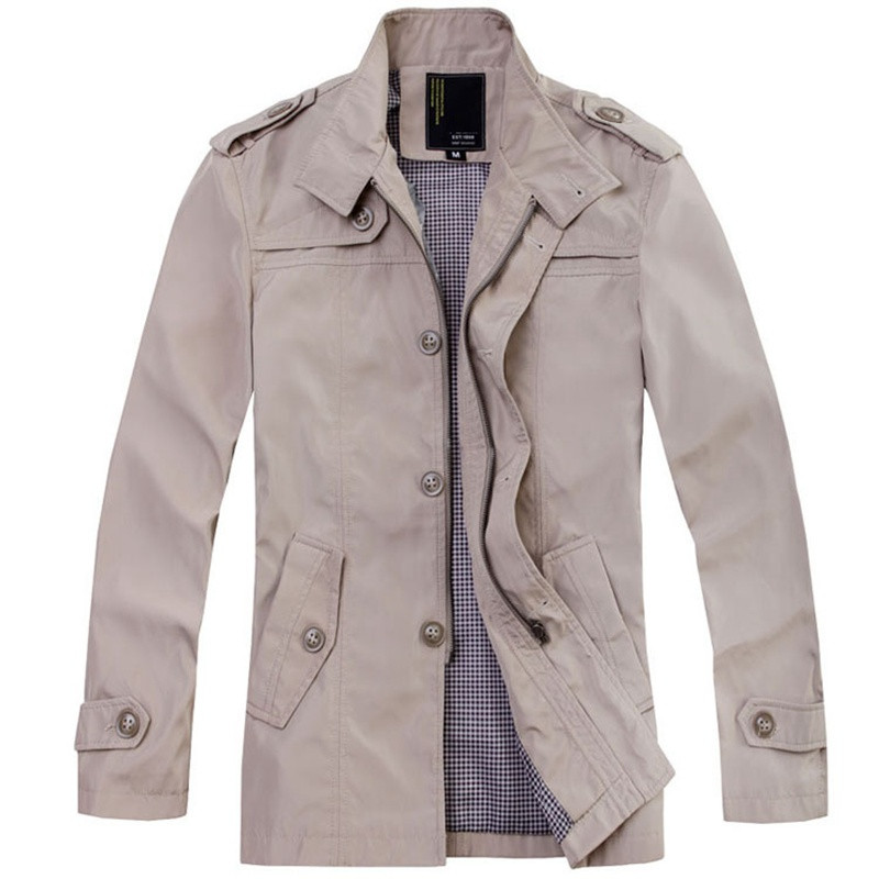 3 Color 2015 New Arrival Fashion Men Autumn Winter Slim Fit Solid Trench Jacket Casual Jacket Coat Manteau Veste Homme Plus Size FG1511