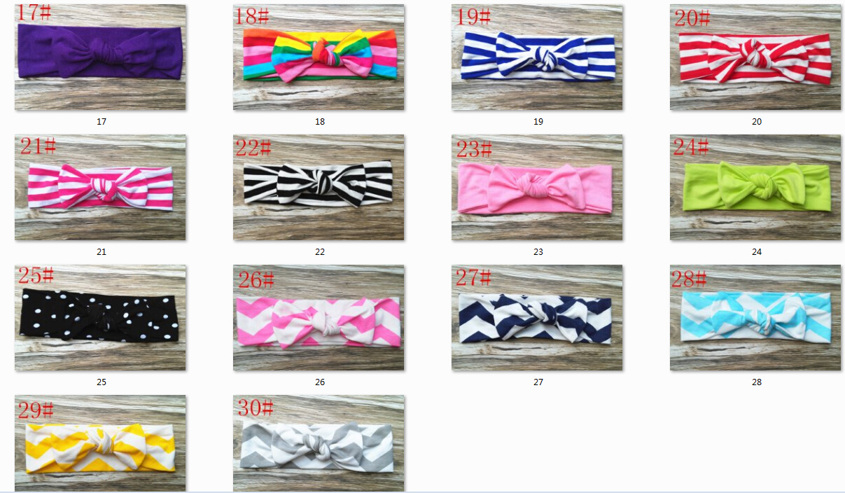20pcs Cotton baby big bow Turban Twist Headband Head Wrap Twisted Knot Soft stripe Hairband chevron Headband golden Wave dot HeadWrap FD6574