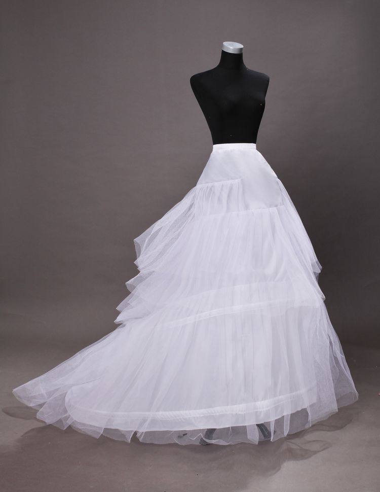 Layers Tulle 3 Hoops Petticoat Crinoline for Bridal Dresses with Train Free Size Wedding Dresses Underskirt Petticoat Slip