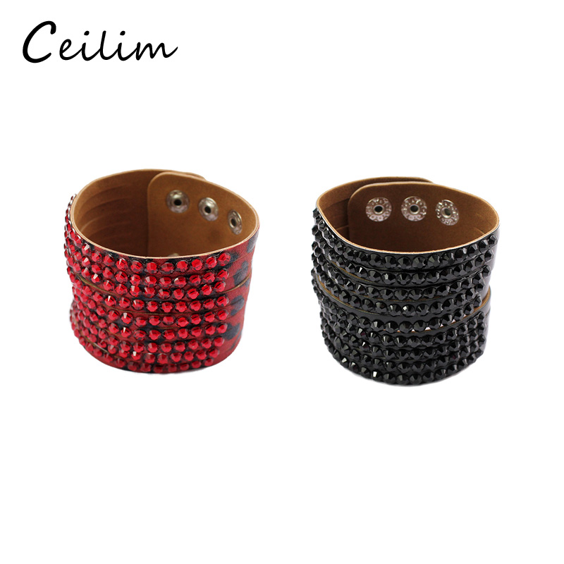Rhinestone Leather Bracelet for Women - Personalized, Wide, and Adjustable with Snap Button Closure - Fashionable Casual Jewelry for Wrists and Bangles
Rhinestone Leather Bracelet for Women - Personalized, Wide, and Adjustable with Snap Button Closure - Fashionable Casual Jewelry for Wrists and Bangles