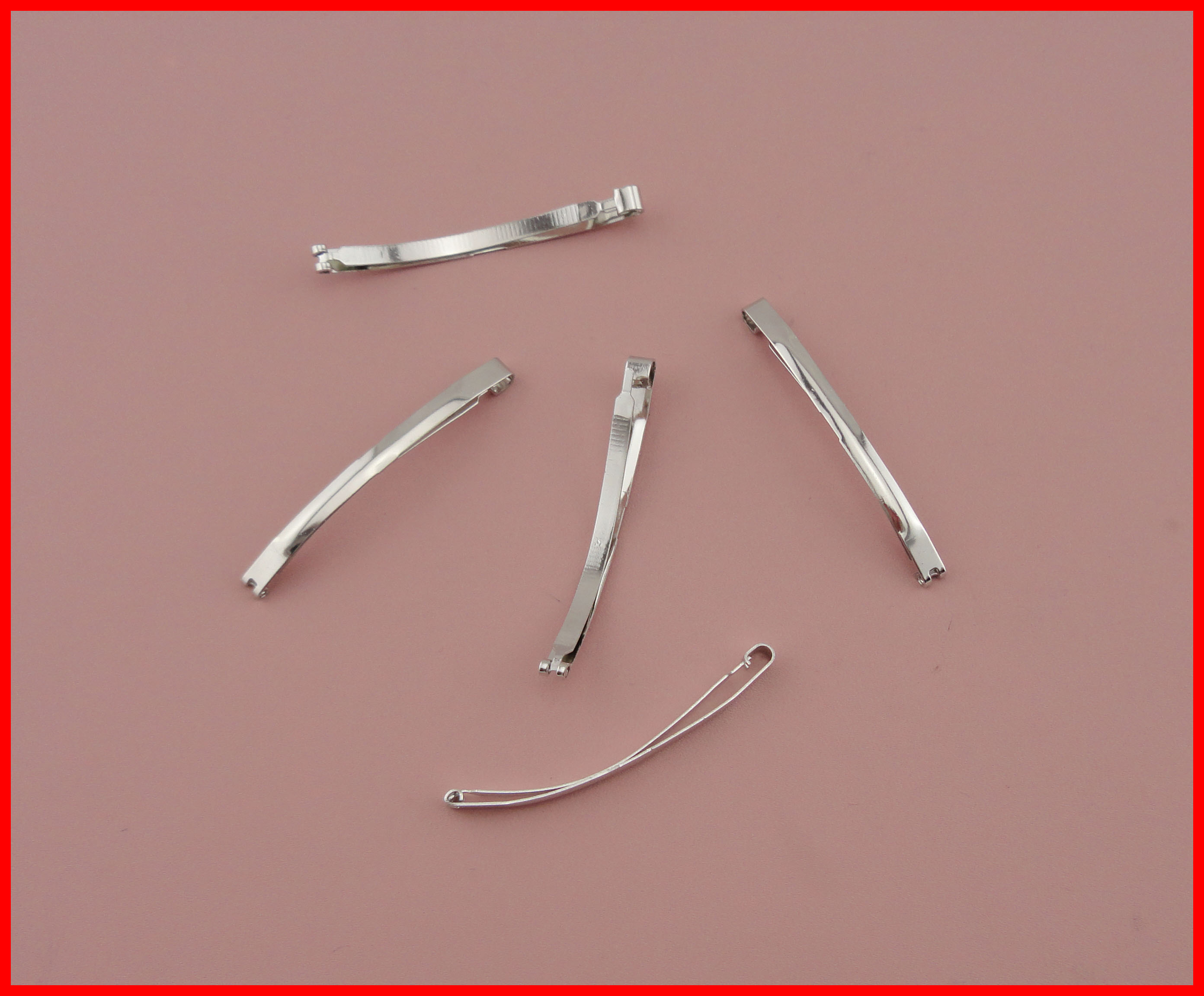 50PCS Silver Finish 6.0CM 2.35" plain Slim Metal Hair Snap barrettes hair clips for hairpiece clip findings at lead free,nickle free