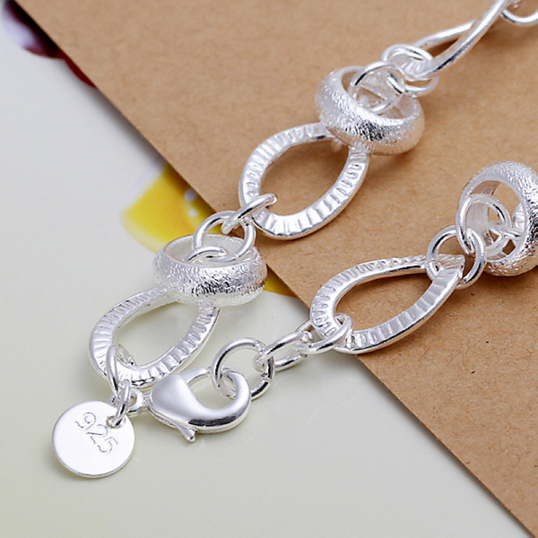 Hot sale 925 silver Hanging insets heart lock, flower spoon Bracelet DFMCH081,fashion 925 sterling silver plated Chain link bracelets