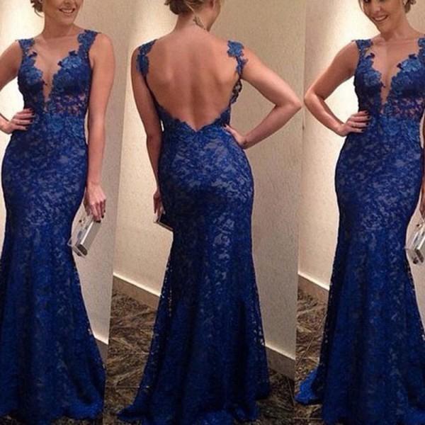 FreeShipping Sexy Womens Backless Long Gown Straps Lace Evening Formal V-Neck Dress Party Maxi Dresses