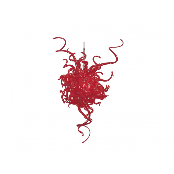 Petit et pas cher moderne conçu lustre en verre soufflé rouge CA 110V 220V source de lumière LED cristal moderne lustre en verre de style Chihuly