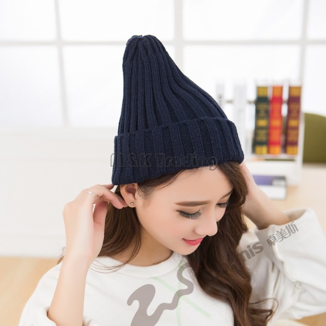 Korean Trendy Simple Women Beanie Cap Casual Skull Caps Knitted Hat Fashion Cute Colorful Soft Hats 20pcs/lot