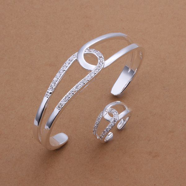 High grade 925 sterling silver Cross-O-Set jewelry sets DFMSS402 Factory direct sale wedding 925 silver earring ring
