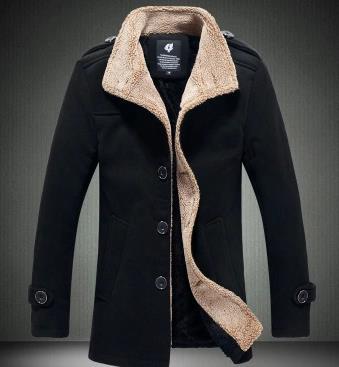 Fall-Free postage stand collar berber fleece male woolen jacket outerwear male navy blue p