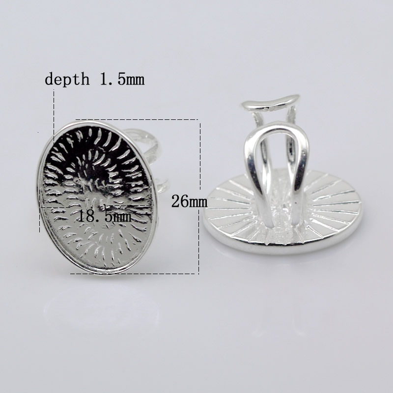 Beadsnice Oval Ring Base Cabochon Setting in Silver Plated Color Adjustable Brass Rings Nickel Free Lead Free Handmade Jewelry ID 25707