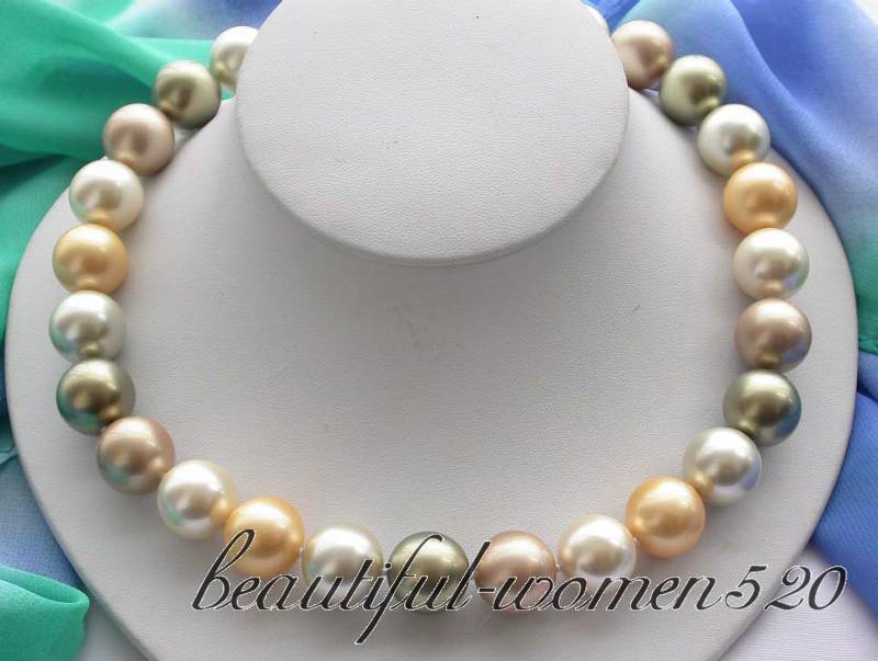 New fine pearl jewelry 18" 14mm round multicolor south sea shell pearls necklace, Silver
New fine pearl jewelry 18" 14mm round multicolor south sea shell pearls necklace, Silver