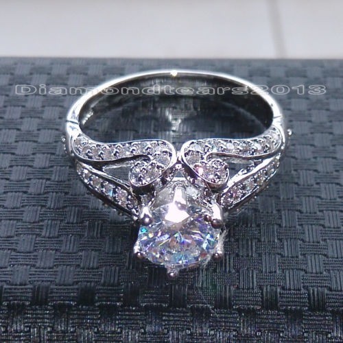 5-10 Size 1.5ct Topaz Engagement Ring in 10kt White Gold Filled, Mother's Day Gift