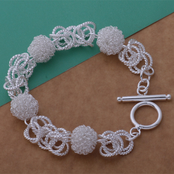 (Jewelry Manufacturer)925 Sterling Silver Silver Bracelets fashion jewelry mesh ball toggle Bracelets silver jewelry factory price