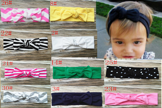 20pcs Cotton baby big bow Turban Twist Headband Head Wrap Twisted Knot Soft stripe Hairband chevron Headband golden Wave dot HeadWrap FD6574