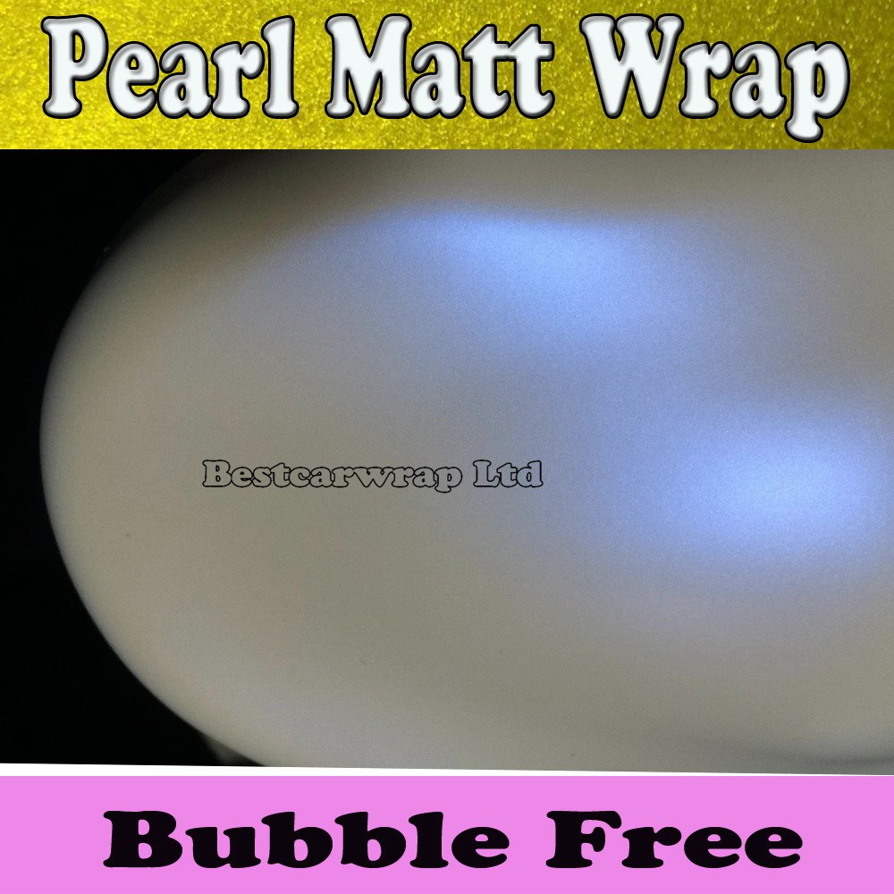 Pearl satin white blue Vinyl wrap Car wrap Film with air release pearlescent White MATT Size: 1.52*20m/Roll